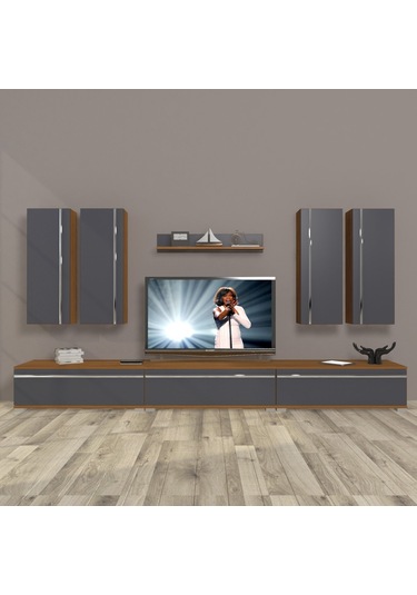 Decoraktiv Eko 8d Mdf Tv Ünitesi Tv Sehpası Ceviz - Antrasit
