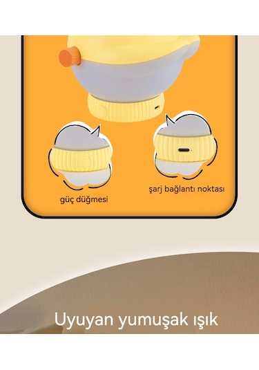 Sarıyaratıcıkedi Görseli Başı Gece Lambası T001 Sarı