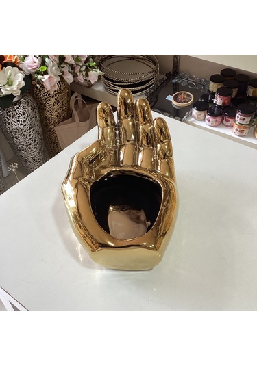 Dekoratif Biblo El Seramik Gold Renk