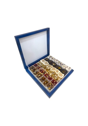 Karışık Spesiyal Lokum Lale Motifli Hediyelik Kutu 1250 G