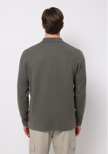 Colins Regular Fit Polo Yaka Jakarlı Erkek Yeşil Kazak Cl1076234 Q1.v2 Kha Haki