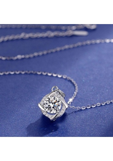 Pembe Bague Ringen 1 Ct Mozanit Kolye Kolye Kadınlar Için En Kaliteli 100% 925 Ayar Gümüş Düğün Parti Gelin Güzel Takı