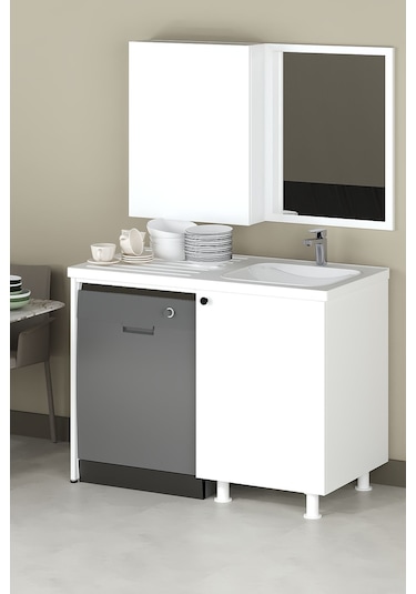 Dune Lavabolu Banyo Dolabı Beyaz