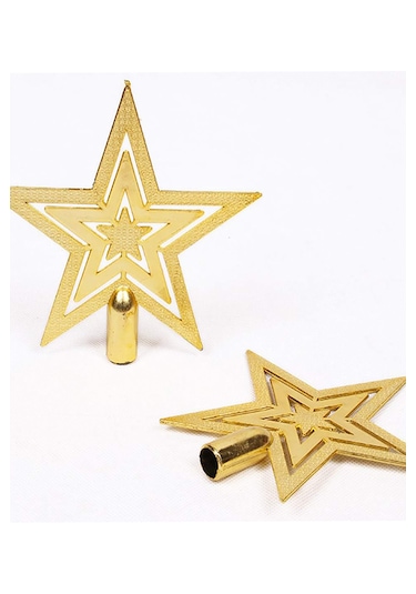 14 Cm Yılbaşı Çam Ağaçı Altın Tepe Yıldızı Yeni Yıl Metalik Tepe