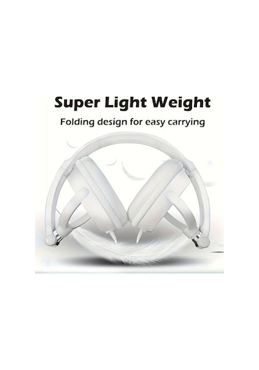 Oldfriend Beyaz Kablulu Kulaklık, Katlanır Bas Ve Mikrofonlu, 47.24 İnç Kablo, 3.55mm Jak