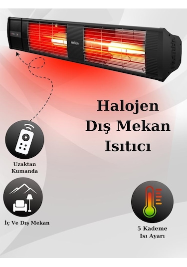 Hottable Supreme Plus 4000 W Su Geçirmez Uzaktan Kumandalı Isı Kademeli Infrared Dış Ortam Isıtıcı