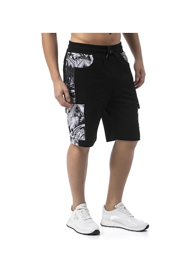 Ck298 Men S Side-print Urban Rebel Denim Capri Siyah