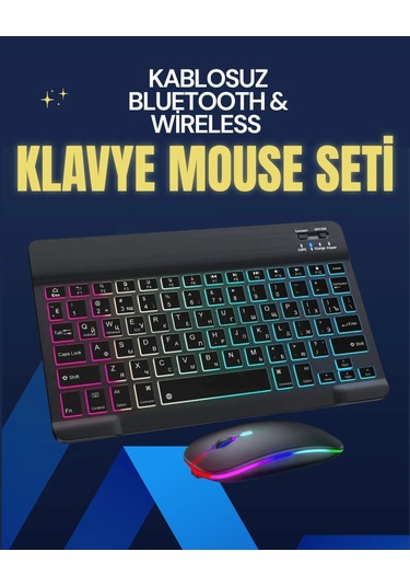 Mey Najmaddin Şık Ve Sessiz Tasarımlı Işıklı Klavye Mouse Seti Şarjlı, Wireless Najmaddin