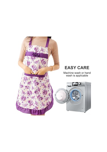 Ranyeek Kahve Rengi Mutfak Apronu, Peskir Dokusu, Yağa Ve Kirlik Dayanıklı, Çiçek Desenli, Askılı Tasarım, Ev Ve Restoran Kullanıma Uygun