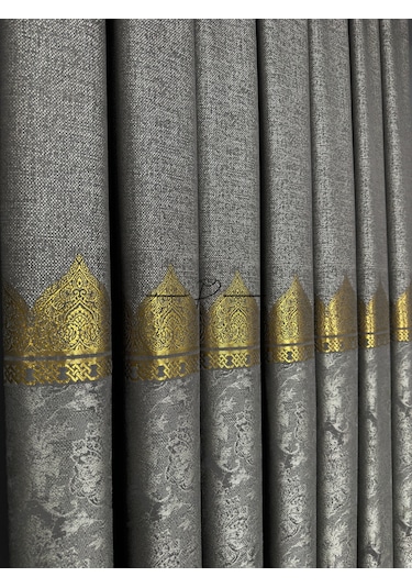 Fon Perde Pano Fonluk Nilo Desen - Gri-gold Çok Renkli