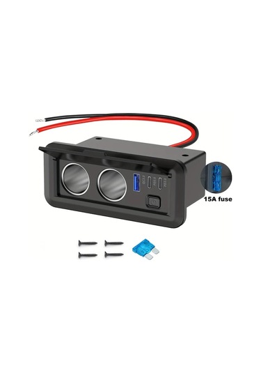 Yeşil Çift Sigara Çakmak Bölücü Güç Adaptörü 3 Usb Portlu - Hızlı Şarj, 12v/24v Uyumluluk, Arabalar, Karavanlar Ve Tekneler İçin Uygun - Montaj Vidaları Ve Sigorta Tutucu İle Siyah Parlak Bitiş