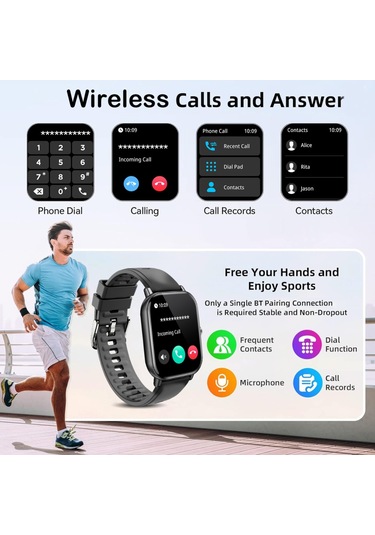 Geeroyoo JZR GY 2 İnç Sağlık uyku Takibi IP67 Su Geçirmez Bluetooth 5.3 Görüşme Mini Oyunlar & 100+ Spor Modu Uzun Pil Ömrü Akıllı Saat