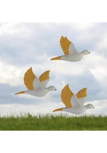 Dekoratif Üçlü Kumru Kuş Duvar Dekoru Süs Sarı Renk 3 Lü Set