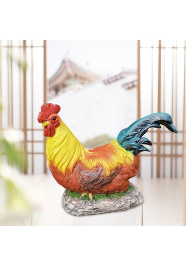 Suntek Reçine Horoz Heykeli Tavuk Heykeli Veranda Çim Arka
