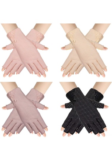 Qingmipy Kadınlar İçin 4 Çift Yarı Parmaklı Güneş Korumalı Eldiven, Kaymazsız Tasarım, Sürücülük-fishing-golf Ve Dış Etkinlikler İçin, M Bedeni Çok Renkli