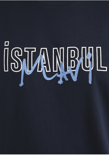 Mavi - İstanbul Baskılı Lacivert Tişört 067114-34319-Lacivert