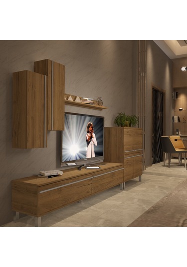 Decoraktiv Eko 6 Mdf Std Krom Ayaklı Tv Ünitesi Tv Sehpası Pera