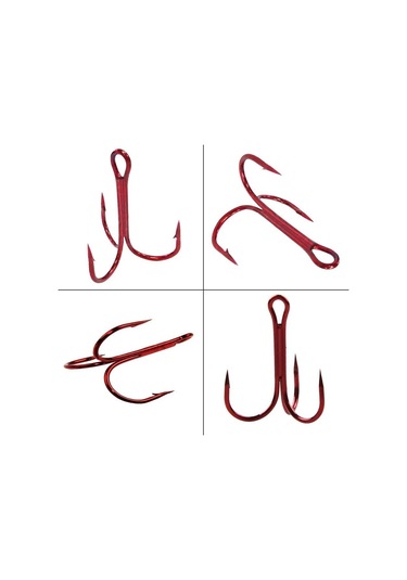 Valkyrie 50 Adet Karbon Çelik 3lü Çapa Kanca Olta İğne Seti - Kutulu - Heavy Duty Kırmızı