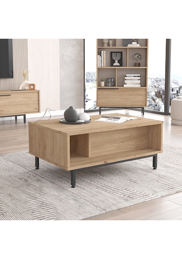 Robin Home Lidya Orta Sehpa Metal Ayaklı Kapaklı Sepet