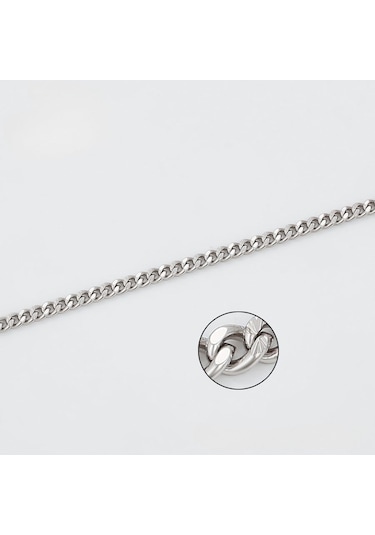 Platin Kaplama Klasik Gurmet Zincir Kolye / 55 Cm Silver