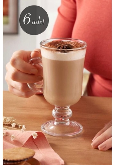 Irish Coffee 6 Adet Kulplu Latte Cappucino,filtre Kahve,mocha,nescafe,americano,espreso Bardağı.
