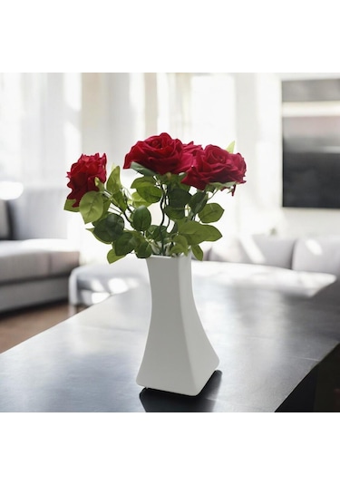 T.concept Dekoratif Dayanıklı Zarif Tek Dal Gül Yapay Kırmızı Renk