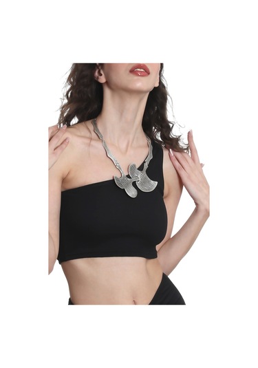 Kadın Antik Gümüş Kaplama Bohem Kolye Gümüş