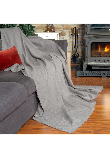 Jakarlı Şönil Koltuk Örtüsü Kanepe Örtüsü Koltuk Şalı 110x175 2 Ad. Kaymaz Gümüş Gümüş