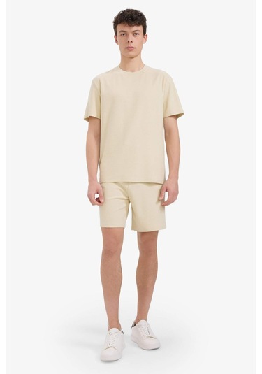 DeFacto %100 Pamuk Relax Fit Twill Dokulu Cepli Şort E2590AX25SMBG430