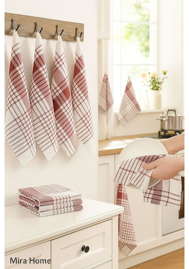 5 Li Mutfak Kurulama Bezi Alman Peçetesi 100 Pamuklu Bordo