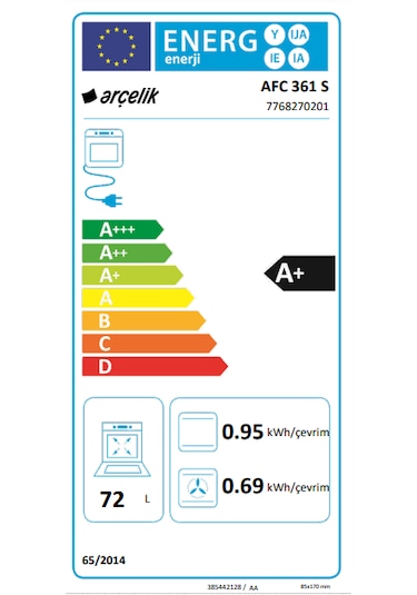 Arçelik AFC 361 S Fibona Serisi A Fry 72 L Ankastre Fırın