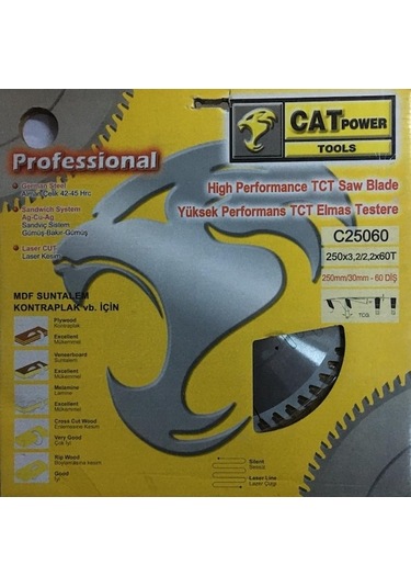 Sunta - Ahşap Elmas Daire Testere 250 Mm X 30 Mm - 60 Diş Elmas Testere Cat