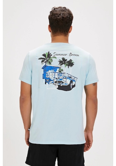 Bad Bear Dustin Sky Blue Baskılı Erkek Tişört Siyah