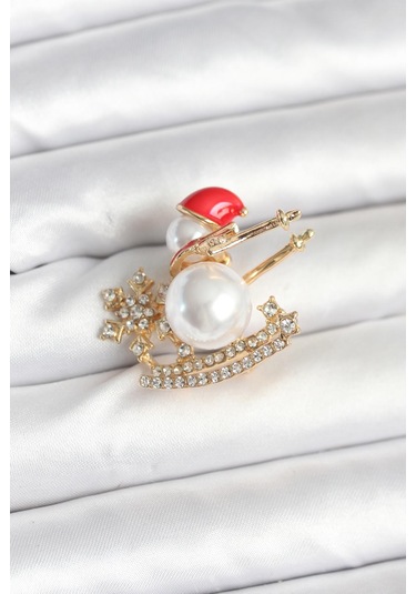 Kızaklı Kardan Adam Model Yılbaşı Temalı Broş Çok Renkli