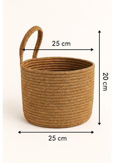 Asep Askılı Halat El Dokuma Banyo Sepeti 25x20cm Duvara Asılabilir Çok Amaçlı Düzenleyici Ve Saklama Hasır