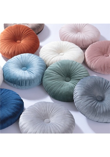 Yuvarlak Puf Atmak Yastık Tatami Yastık Ev Dekoratif Kanepe No.12 Ekru