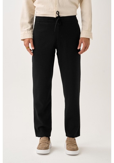 Alexandergardi Smart Casual Dokulu Pantolon Siyah