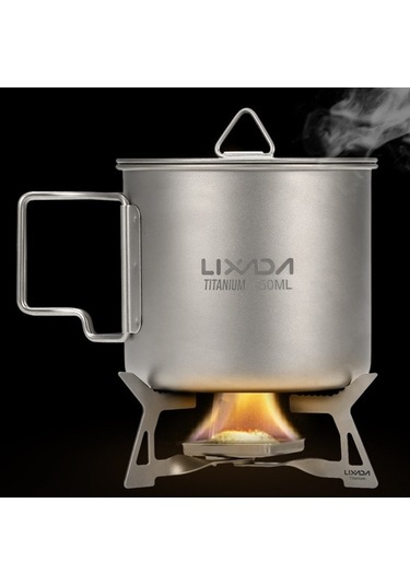 Bloomnest Lixada Katlanabilir Kamp Sobası Ultra Titanyum, 14g Hafif Gümüş Alkol, Td Gümüş Gümüş