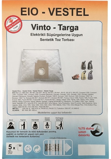 X-Bag Vestel Uyumlu Vivo 1700 Süpürge Toz Torbası 20 Adet Standart