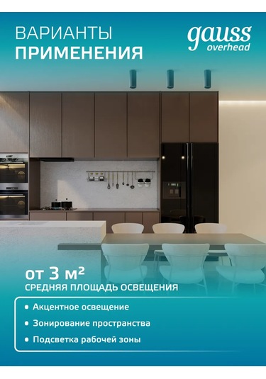 Gauss Tavan Spot Lamba Montajlı Silindirik 12w 4100k Led 396198163 Siyah