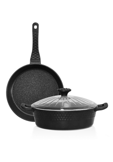Falez Black Line Granit Döküm 3 Prç Set Antrasit
