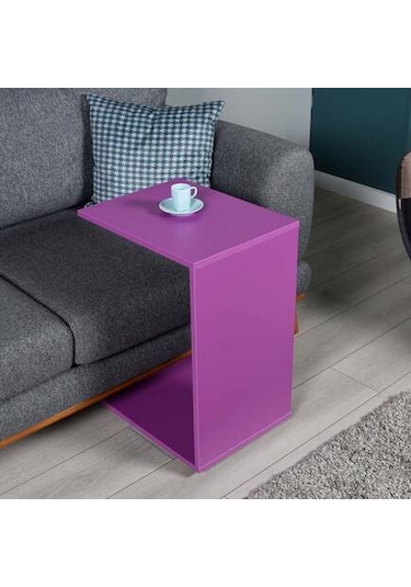 Çok Amaçlı Tekerlekli C Koltuk Sehpası-mor 35x62x45 Cm Gxyxd Pembe