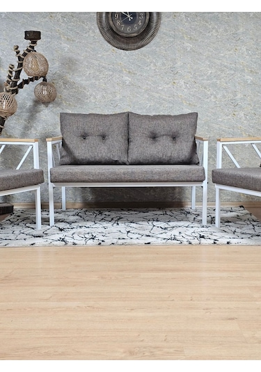Beyaz Boyalı Bahçe - Balkon - Mutfak Çay Seti Takımı Bahçe Koltuk 001