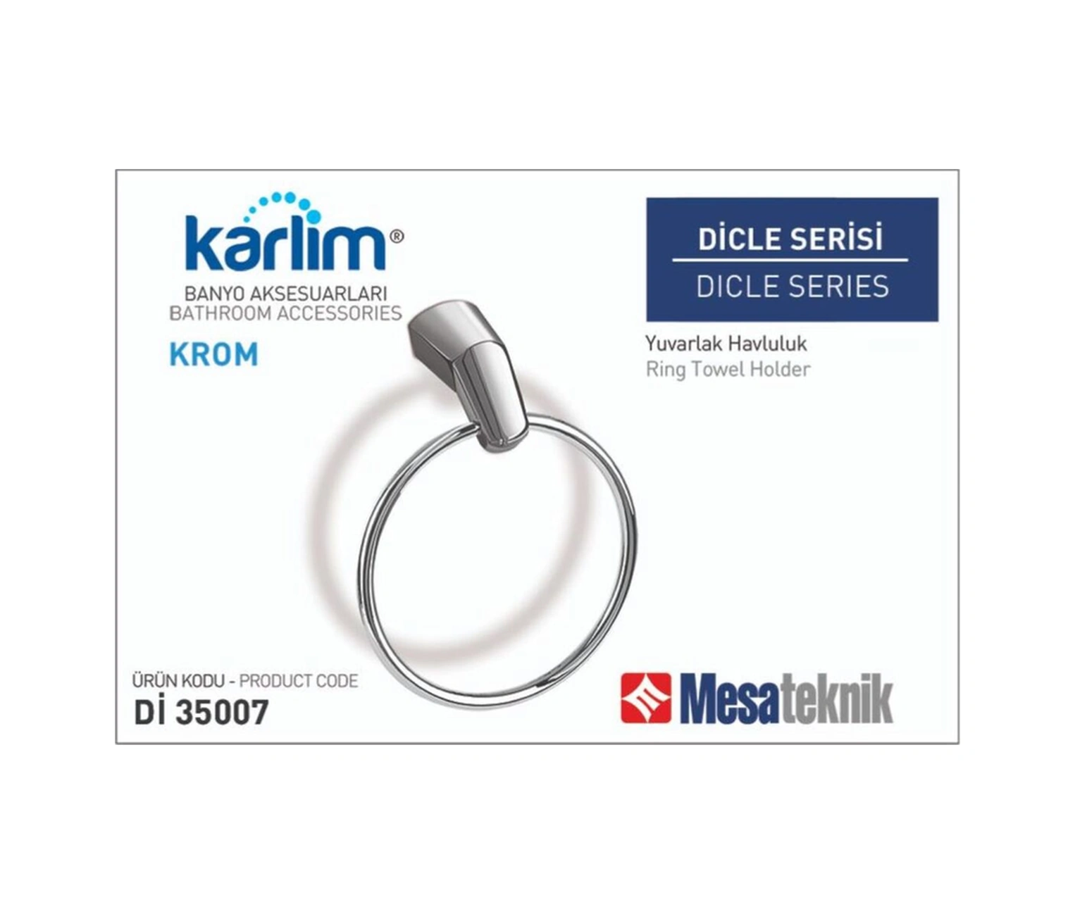 Boheme Karlim Dicle Serisi Yuvarlak Havluluk Krom