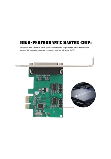 Fosenze Masaüstü Pcı-e Genişletme Kartı - 2 Adet Rs-232 Db9 Seri Port + 1 Adet Db25 Paralel Lpt Port, Wch382 Çip, 2.5 Gbps Bant Genişliği, Çoklu İşletim Sistemi Desteği