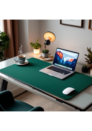 Mouse Pad Yeşil Masa Matı 80x260cm Suni Deri Desk Mat Ev Dekor 80 Cm 260 Cm