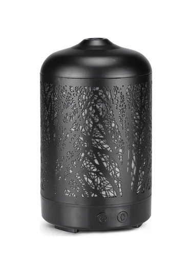 Sones Metal Ağaç Hava Nemlendirici Esansiyel Yağ Difüzörü Sis Makinesi Renkli Led Lamba Difüzörü Aromaterapi Hava Temizleyici, Ab Fişi Siyah