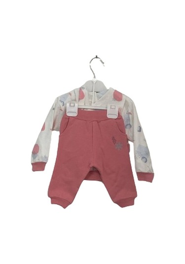 Aziz Bebe Çiçek Baskılı Mercan Desenli 3'lü Kız Çocuk Takım 3276 001