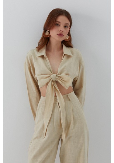 Bağlamalı Takım Bej Bej