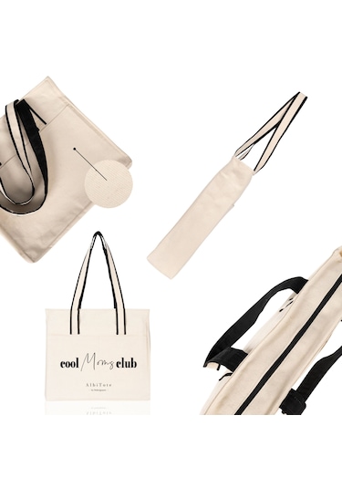 Ds Designarts Albitote Cool Moms Club Kanvas Totebag Açık Krem